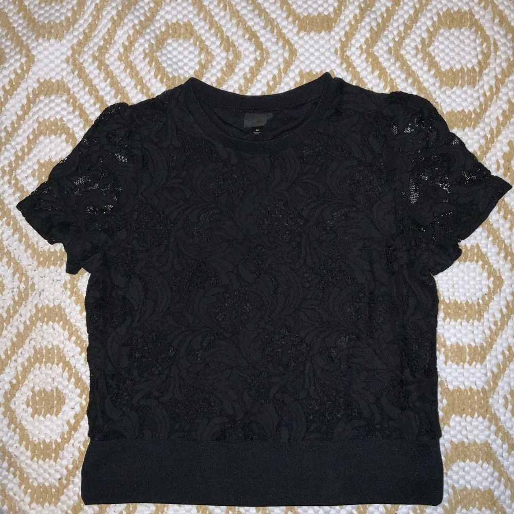 Lace Short Sleeve Blouse Black